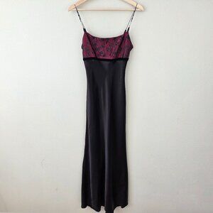 Jonathan Martin VTG 90s Satin Slip Dress Size 5 Junior Whimsigoth Rose Prom Maxi